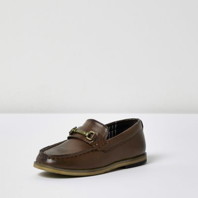 Mini boys brown snaffle loafers